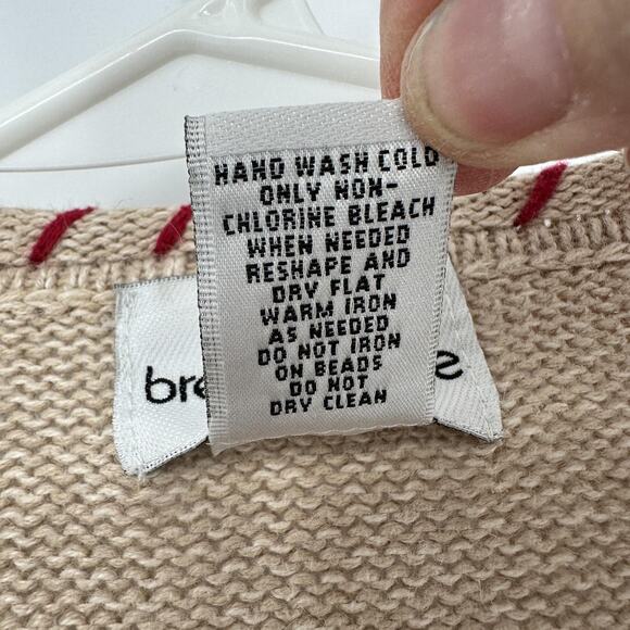 Breckenridge Cardigan Sweater Womens Medium Tan Button Embroidered Birds Beaded - Picture 7 of 11